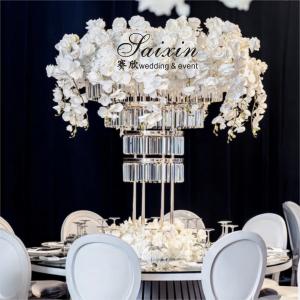 Buy cheap Table Tall Gold Wedding Crystal Centerpiece Gold 4 Layers Custom Metal 130x80cm product
