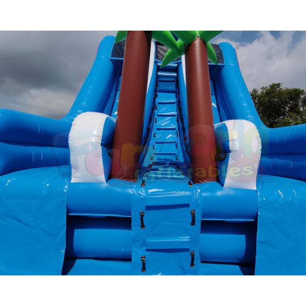 Multi Color Outdoor Inflatable Water Slides Bounce House With Pool