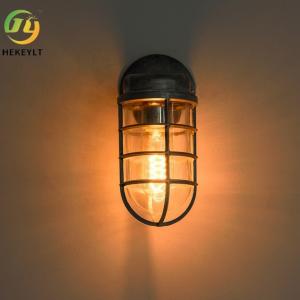 Buy cheap Retro Industrial Wall Lamp Art Dining Room Living Room Clothing Shop Hollow Glass Iron Wall Lamp Bedside Lamp product