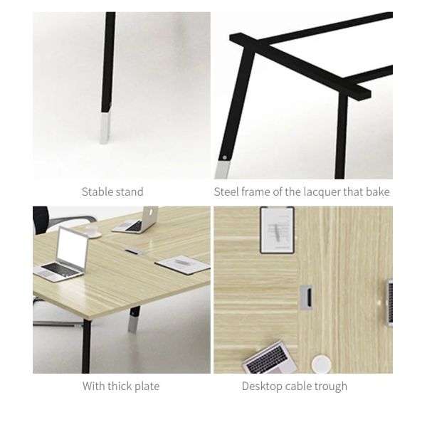 Office Furniture Melamine Board Conference Room Table Deep Oak + Light Oak Color