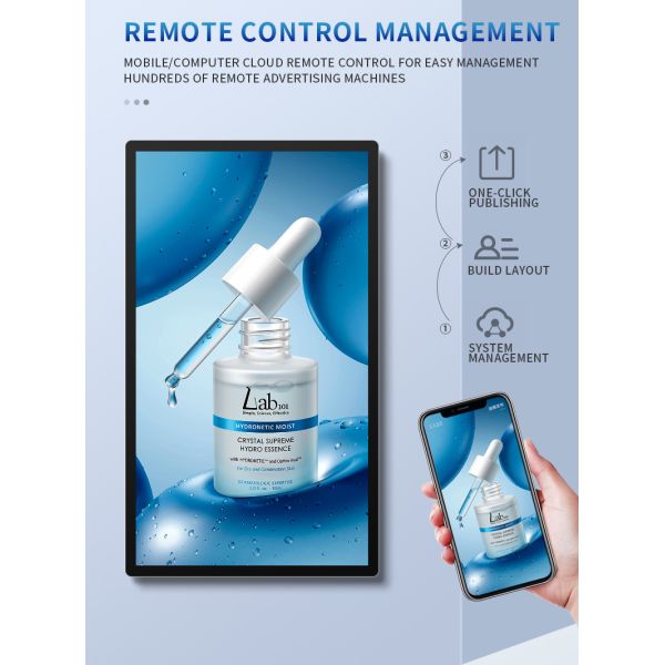 Wall-Mounted Digital Signage BOE/CSOT LCD Screen and Aluminum Profile Frame Glass Panel for Display on Android/Windows System