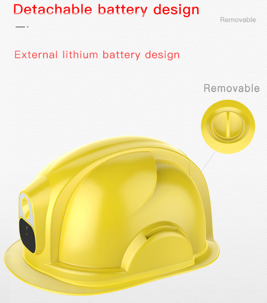 4G Construction Hard Hat Camera Removeable Batteries Build In LED Lighting
