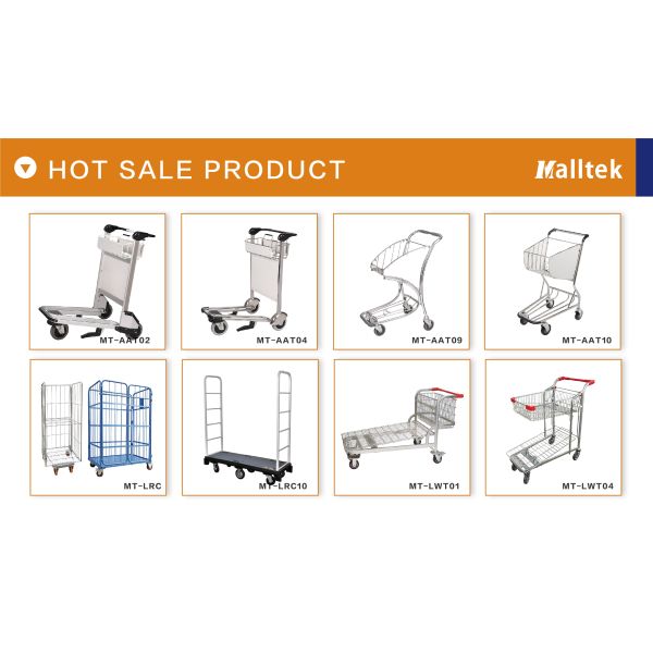 Stainless Steel Airport Luggage Trolley With Handle Brake