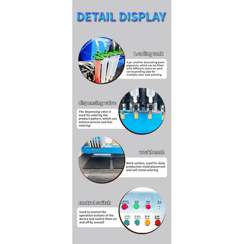 Automatic 4 Colors Dual Station Visual Enamel Dispensing Coloring Machine for Making Lapel Pins Badge