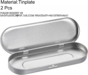 Buy cheap Metal Stationery Box Pencil Case Empty Hinged Tin Box Silver Pen Holders Tinplate Storage Containers product