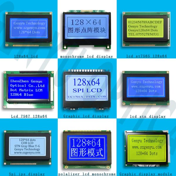Custom LCD Display Module with 128*64 Dot Matrix and 7 Segment Display for Industrial Applications
