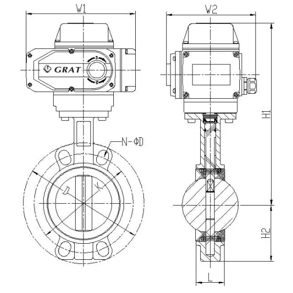 UPVC Plastic Wafer Type Butterfly Valve Electricity Modulated Control