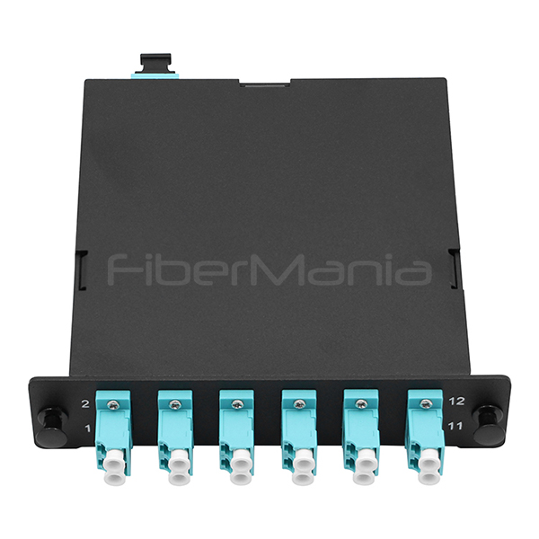 Telecommunication Networks MPO Cassette With 6 OM3 Multimode LC Duplex Adapters