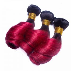Buy cheap Funmi Curly Malaysian Virgin Curl #1b/burg Human Hair Extension Human Hair Weaves 2 Tone Color Hair Ombre Curly Hair product