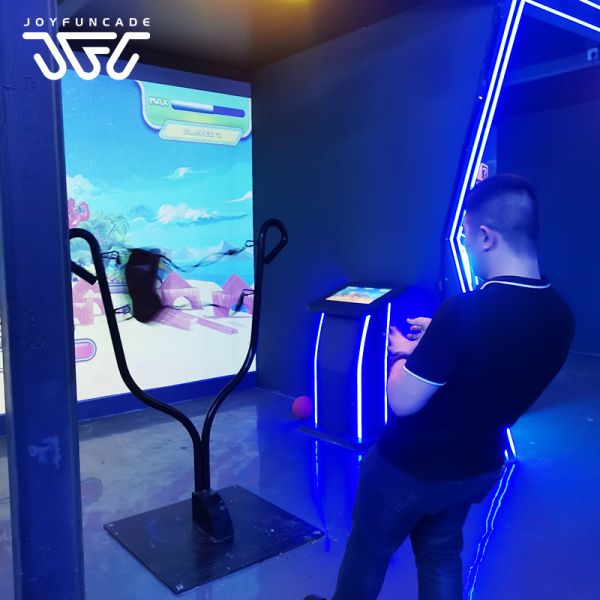 Close-up of Slingshot Shooting Game Machine controls