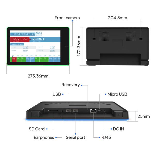 16GB 10 Point POE Digital Signage With POE Power Meeting Room Display