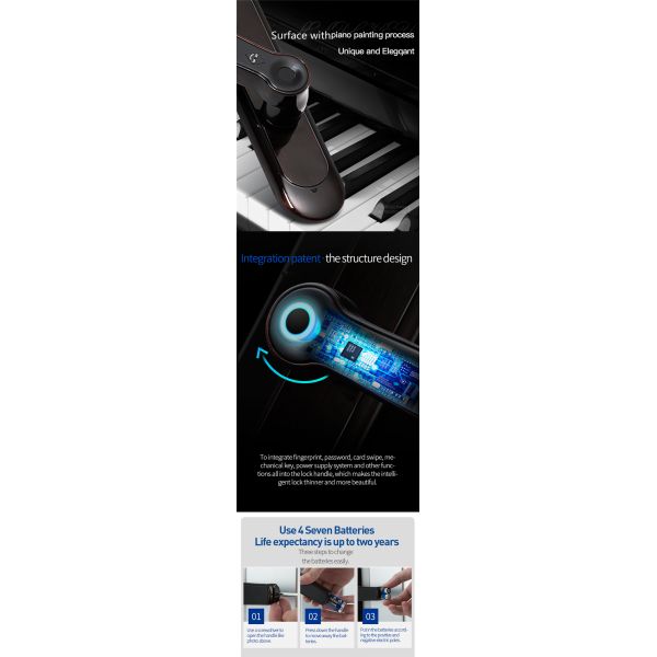 ROHS Smart Fingerprint Bluetooth Door Lock AI Voice Zinc Alloy Handle