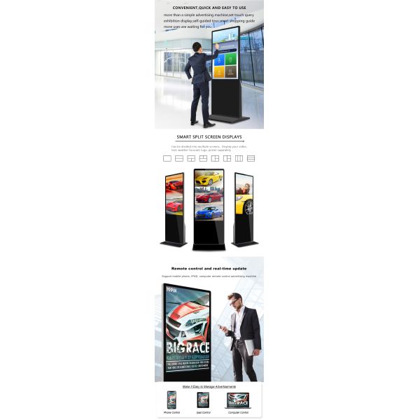 OEM 55inch Floor Standing Touch Screen Kiosk Digital Signage For Self Service Ordering