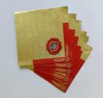 Golden Aluminum Custom Foil Stickers Embossing Lacquer Coated Surface