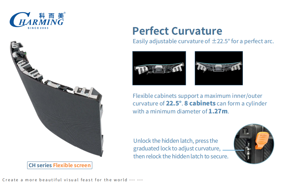 Flexible LED Cabinet P3.91 4500nits Rear Maintenance Push Pull Lock for Curved Wall Display