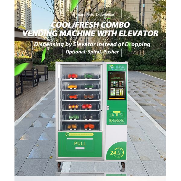 21.5 Inch Touch Screen Elevator Drink Salad Fruit Fresh Food Cupcake Combo Cake Vending Machine