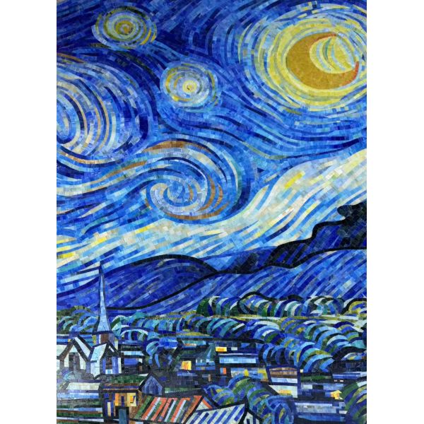 Blue Stunning Art Wall Glass Mosaics For Office and Bathroom