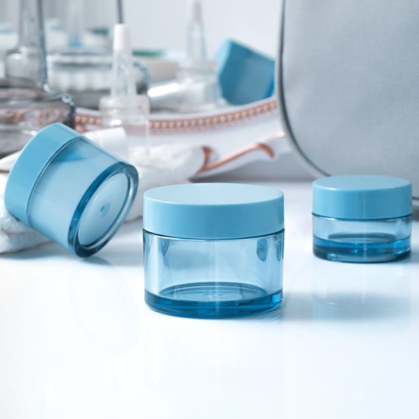 Label Sticker Blue PETG Plastic Face Cream Jar 10ml To 50ml