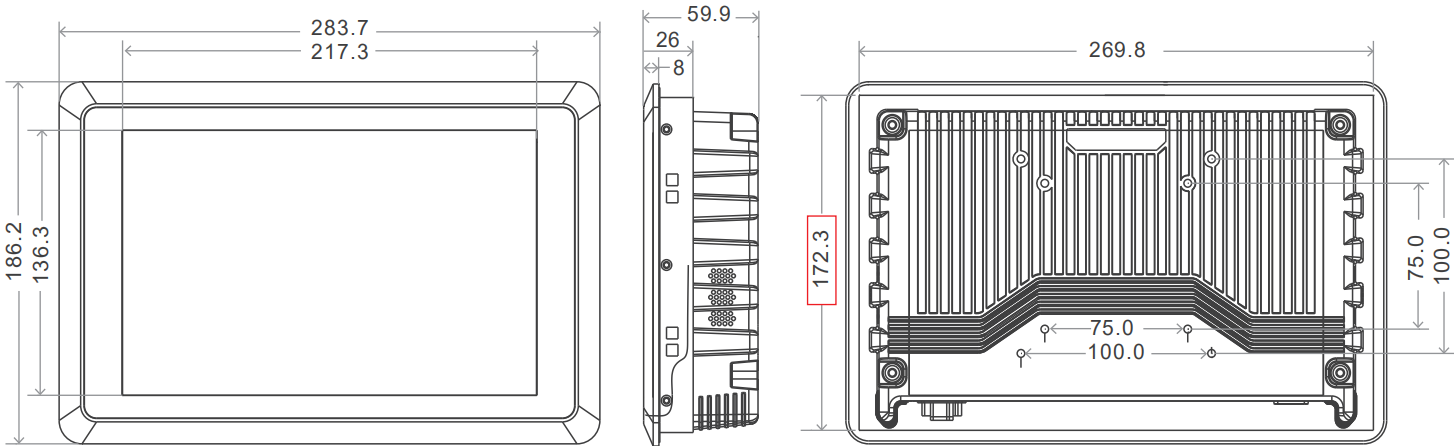 YCXX28-101 10.1Inch IP65 Industrial Touch Display with Wide Temperature Range and Multi-Touch Embedded Monitor