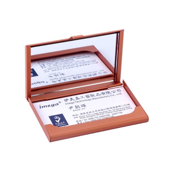 Personalized Aluminum Card Case Mirror Glass Magnetic Closure