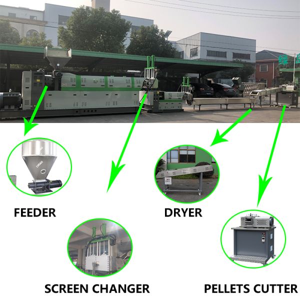 PP PE HDPE LDPE Double Stage Plastic Recycling Pelletizing Machine Plastic Granules Making Machine 310