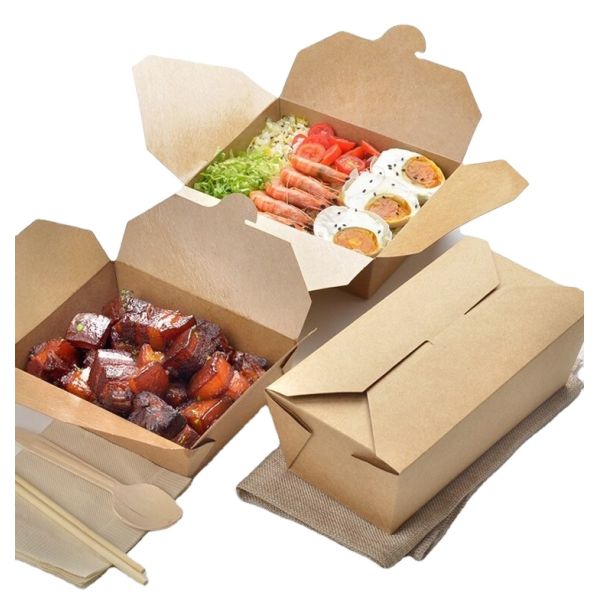 Biodegradable Printed Paper Take Away Box Disposable 55oz