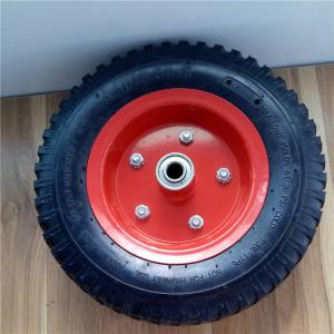 Buy cheap 350-6 Red Steel Rim Pneumatic Trolley Wheels Rubber Pneumatic Sack Truck Wheels product