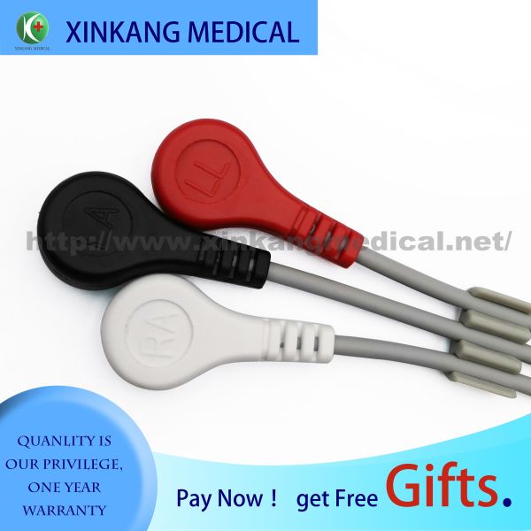 Medical Mindray ECG Cable 3 Lead 12 Pin Class II with Snap Button