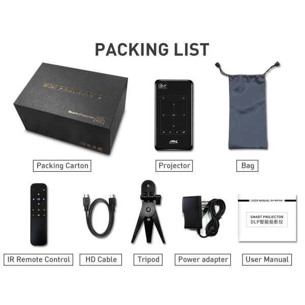 FLYIN P-09II Professional 4K Mini Projector DLP LED Lamp Projecteur Remote Control Stereo WiFi-Smart Home Portable Proyector