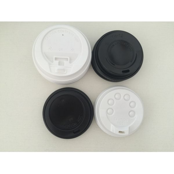 Single Wall White Food Grade disposable drinking cups Plastic Lid , Kraft Sleeve