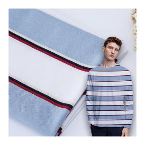 China 100% Cotton Striped T Shirt Fabric , Soft Double Yarn Cotton Striped Fabric on sale