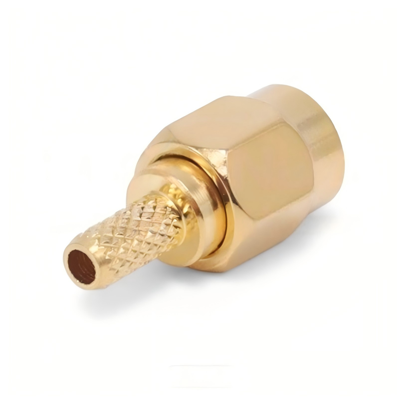 SMA Connector SSMA Male Crimp RF Connector with Gold-Plated Brass and PTFE Insulation for 6GHz Frequency Range