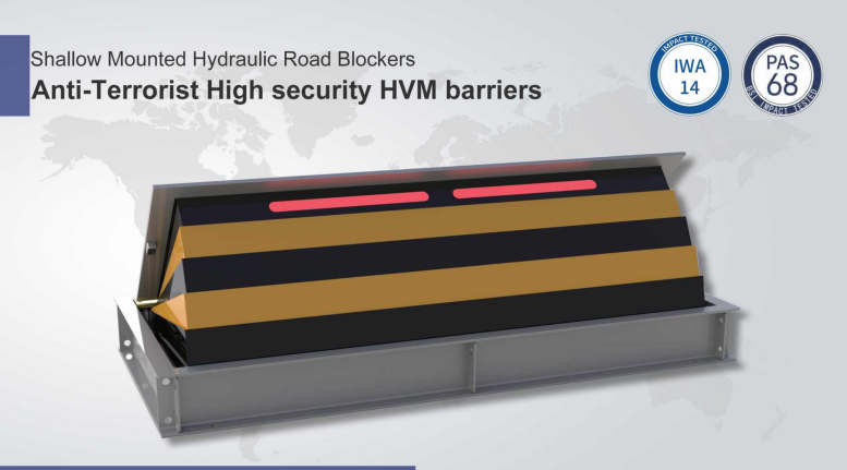 Hydraulic Drive Shallow Mounted Road Blocker with 220 Tons Load Capacity and IP68 Protection