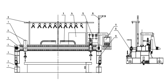 Heavy-duty GS-4000 CNC Gantry Flame Cutting Machine operating in industrial factory environment