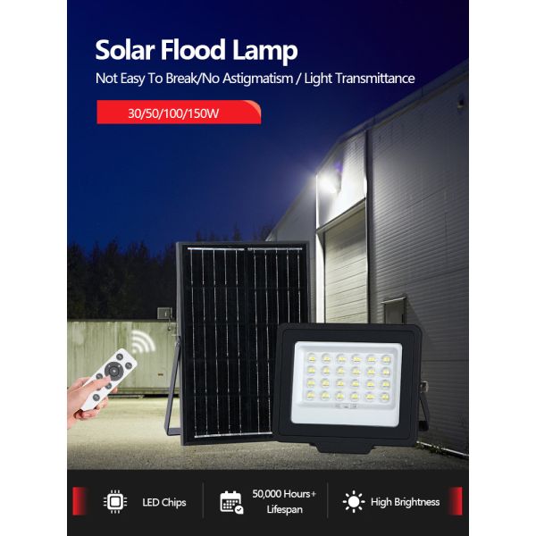 KCD Industrial Aluminum 100w 200w 300w Security Solar Flood Light High Lumen Rechargeable Solar Floodlights