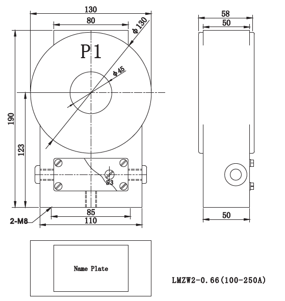 Outdoor LV Current Transformer Epoxy Resin AC Below 0.66KV Low Pressure