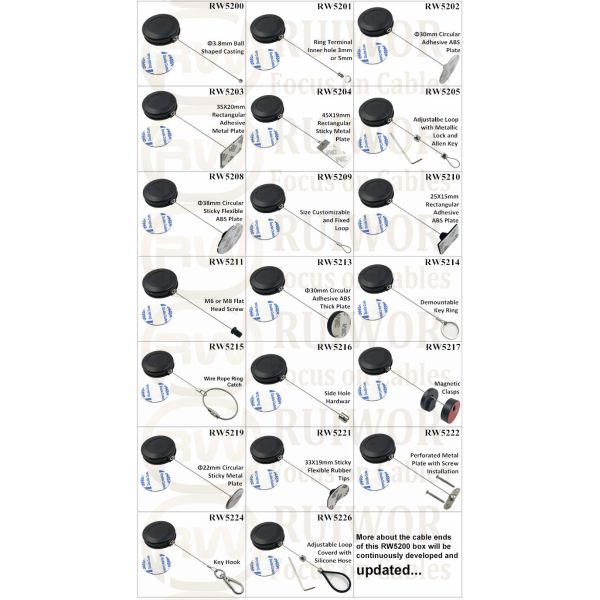 RW5205 Round Anti Theft Retractor Plus Adjustalbe Lasso Loop End By Small Lock And Allen Key
