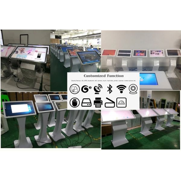 Floor Standing 65" Horizontal Lcd Advertising Screen 350CD/M2 Infrared Touch Kiosk