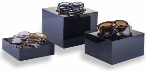 China Hollow Bottom Cube Small Acrylic Display Box Set Of 3 Nesting Risers on sale