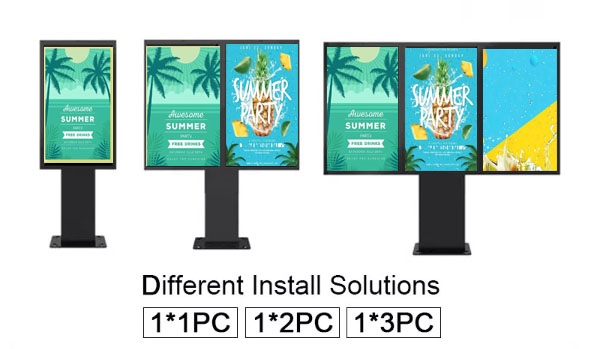 55 Inch Outdoor Triple Digital Signage Standing Drive-thru Boards Lcd Display