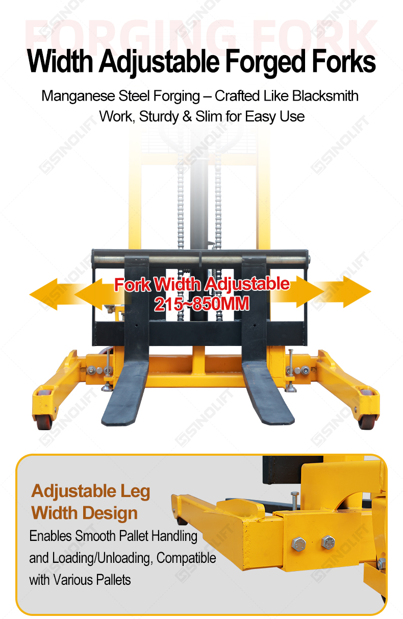 SINOLIFT SFH22AG Manual Hydraulic Stacker with Adjustable Straddle Legs
