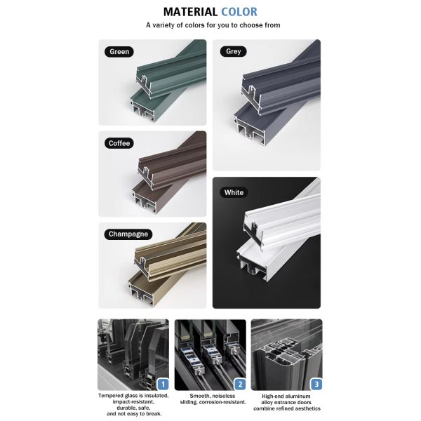 YATTON Easy Installation Double-layer Insulated Tempered Glass Folding Doors Aluminum Alloy Windproof Villa Apartment More 5
