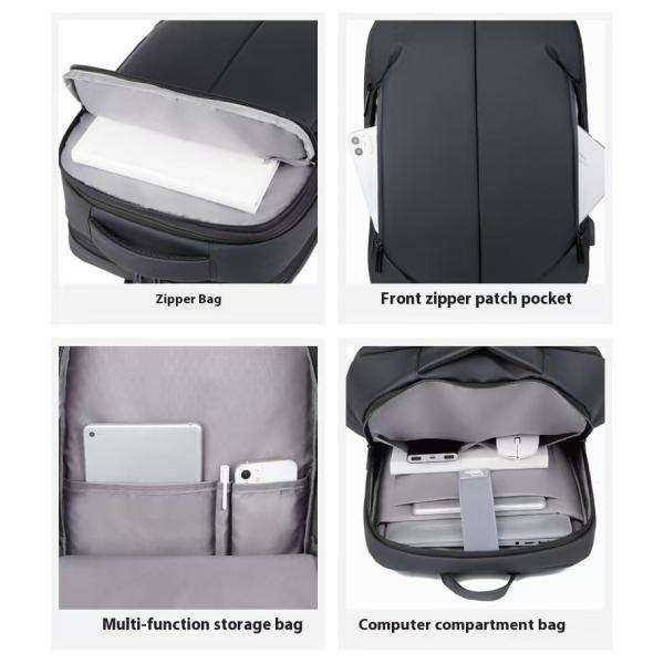 Business Laptop Double Shoulder Bag Large Capacity Multifunctional Men's Backpack with Soft Handle and Plain Pattern Type