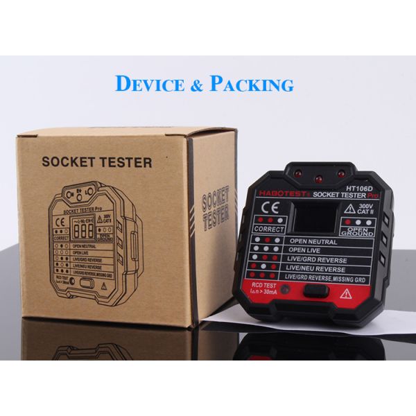 LCD Display Plug Socket Tester , CE Electric Socket Tester