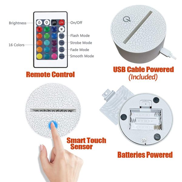 2W 170mm 3D LED Night Light Birthday Gift 3D Unicorn Lamp