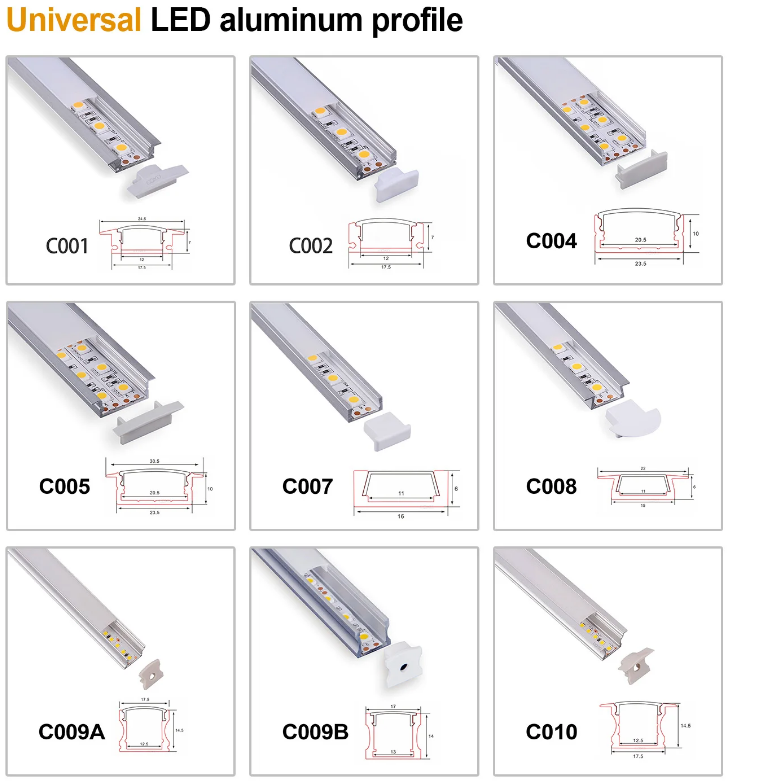 1m 2m 3m LED Aluminum Profile For LED Lighting Strip Outdoor Super Slim Recessed