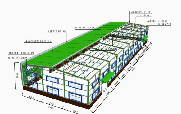 Prefabricated Steel Structure Warehouse with 50 Years Lifespan Fire-resistant Coatings and Automatic Ventilation System