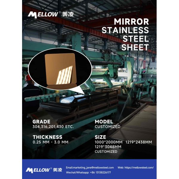 PVD 304 Rose Gold SS Sheet Stainless Steel Sheet 2B Mirror Polished