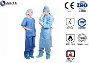 Buy cheap Clinical Doctor Light Blue Scrubs Fluid Resistant Lint Free With Waist Tie product