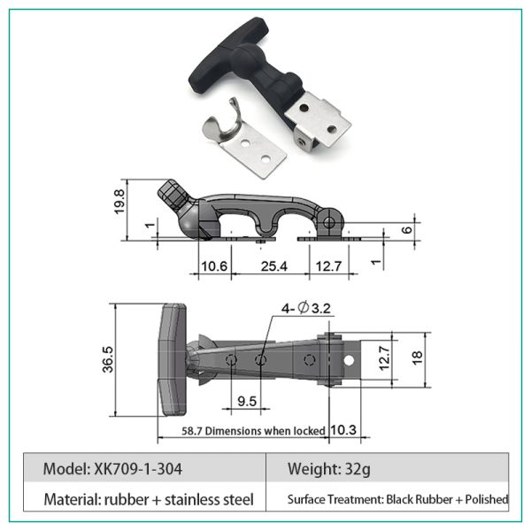 Galvanized Lockable Draw Latch Rubber Elastic Vehicle Shock Absorption
